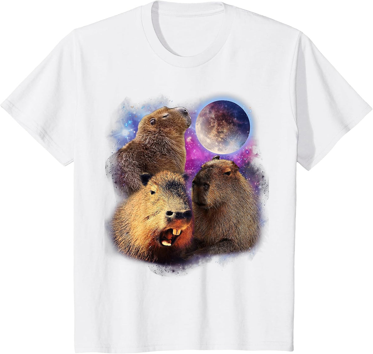 3 Capybara Moon Capybara Stuffed Animal for Men, Women, Kids T-Shirt - White