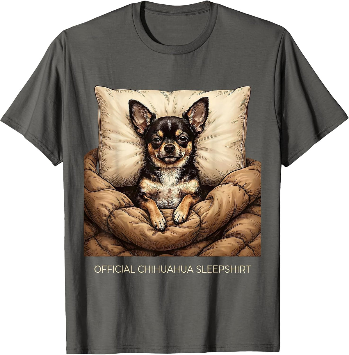 Men's OFFICIAL CHIHUAHUA SLEEPSHIRT Dog Lover Napping Pajama Humor T-Shirt - Asphalt Grey