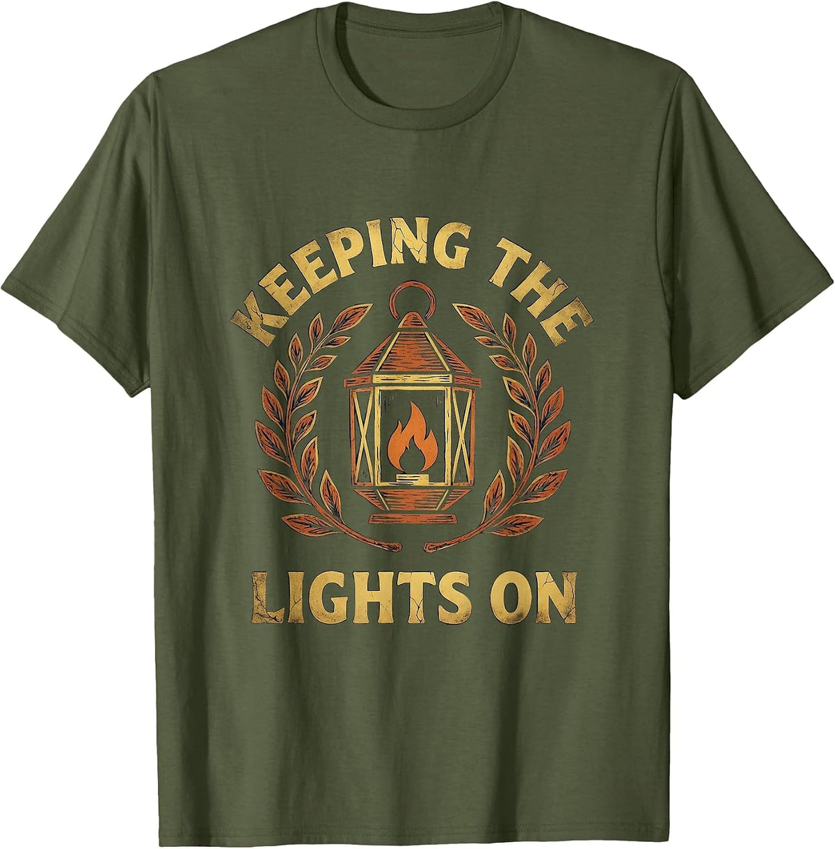 Substitute Teacher Keeping the Lights On Design T-Shirt - Olive Green