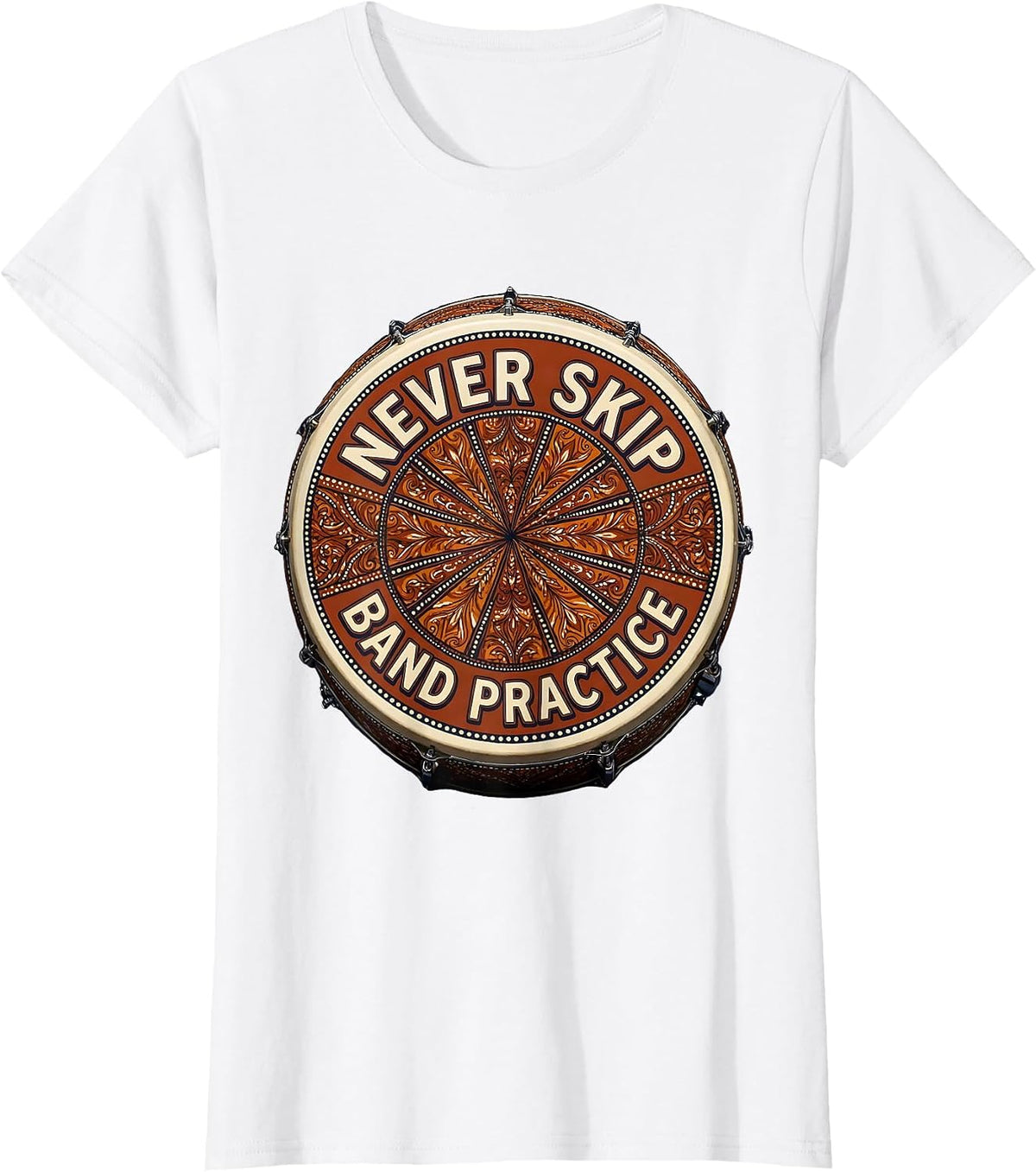 Women's Never Skip Band Practice Music Design T-Shirt - White