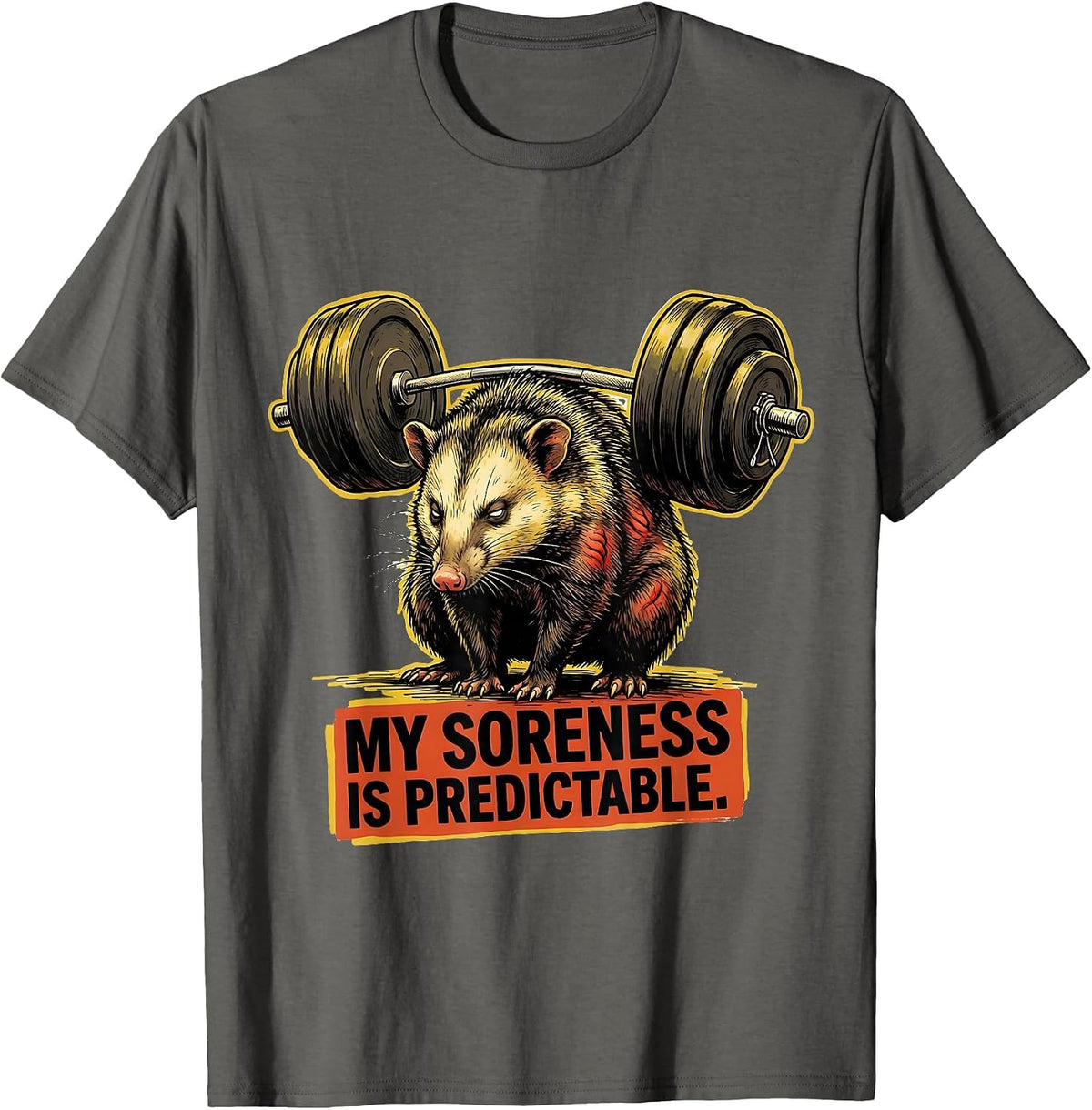 My Soreness Is Predictable Funny Gym Weightlifting Workout T-Shirt - Asphalt Grey
