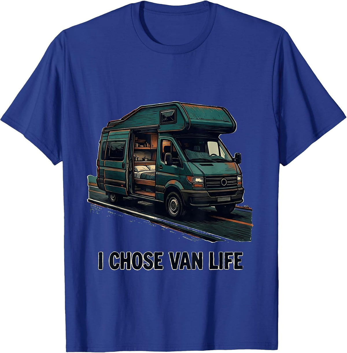 Men's I Chose Van Life Retro Van Life Nomad Travel Pride T-Shirt - Royal Blue