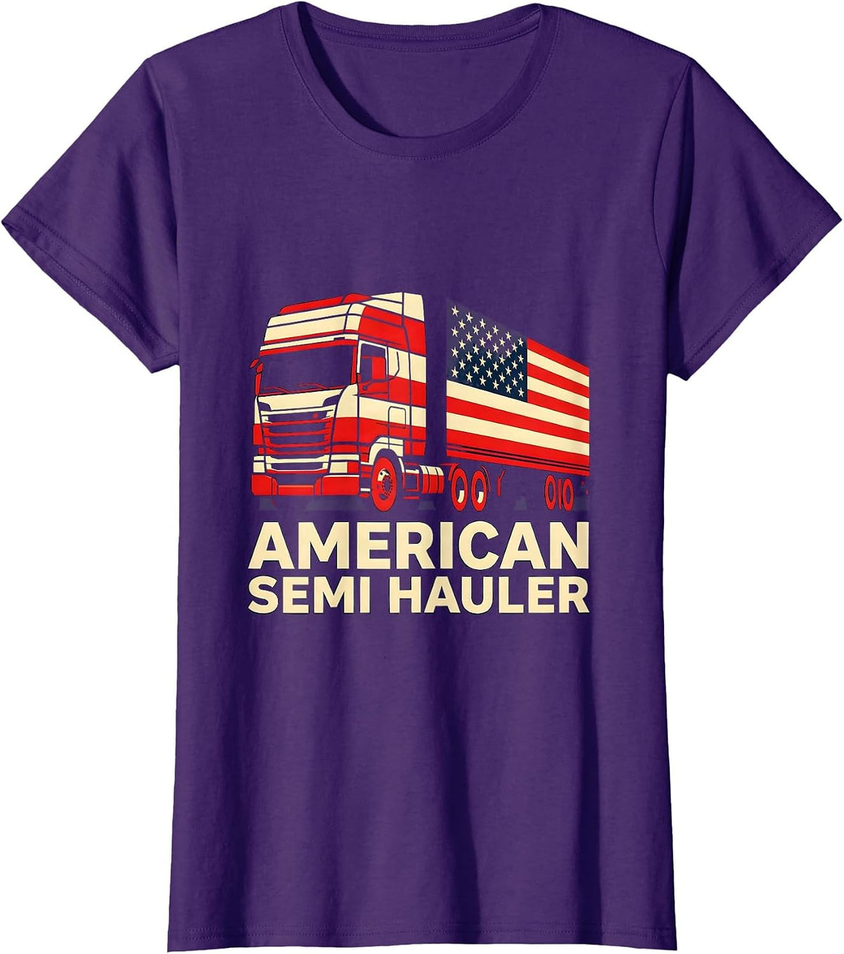 Women's American Semi Hauler Patriotic Trucker Semi Truck Driver T-Shirt - Purple