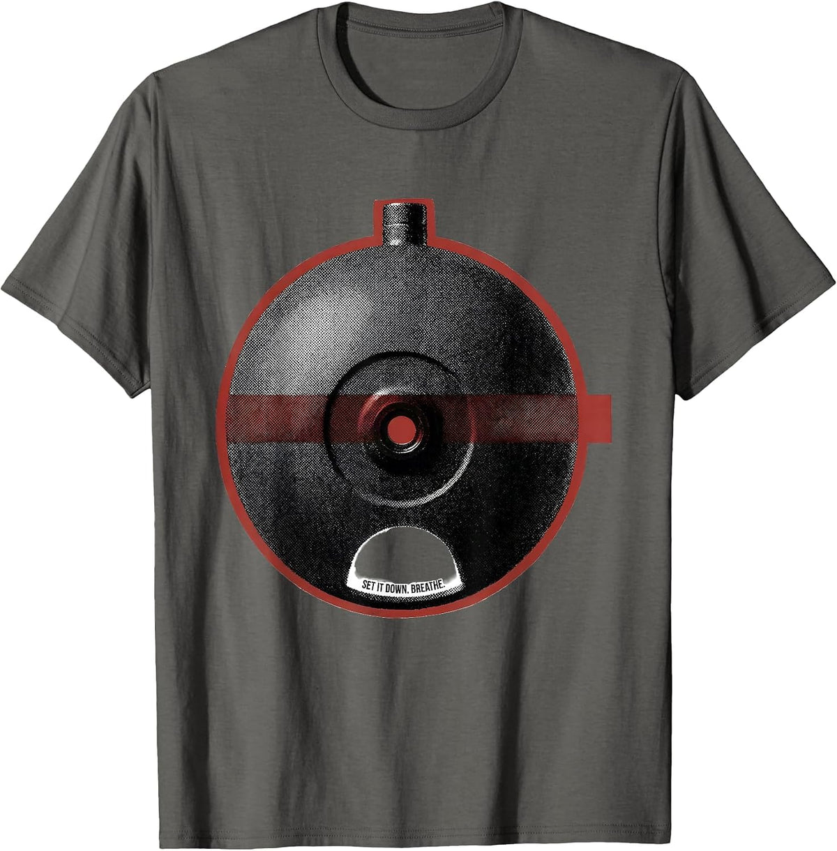 Set It Down Breathe Funny Gym Workout Weightlifting Humor T-Shirt - Asphalt Grey
