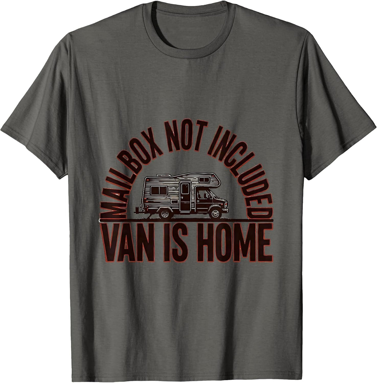 Mailbox Not Included, Van Is Home Retro Van Life Nomads T-Shirt - Asphalt Grey