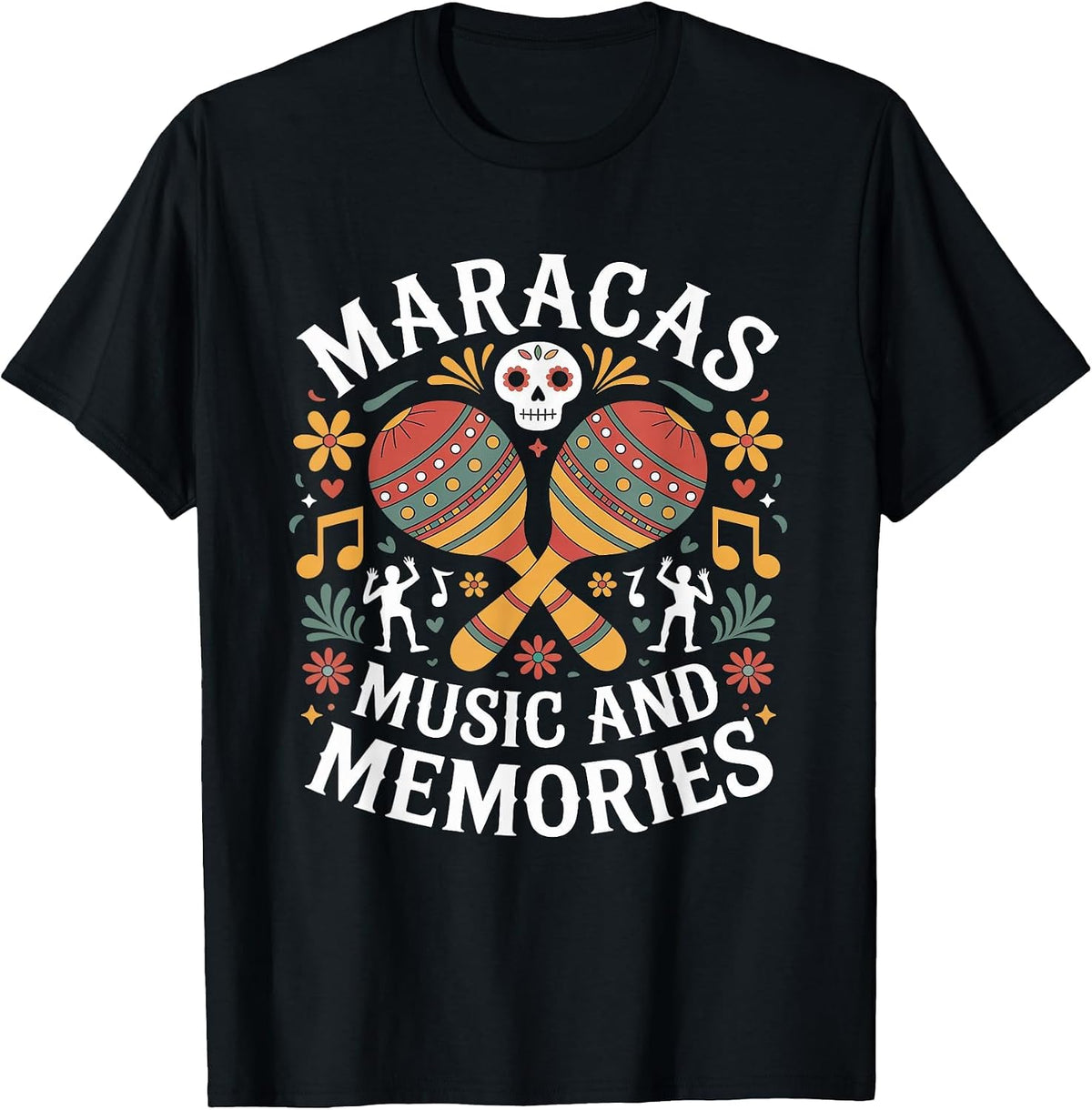 Maracas Music and Memories Hispanic Heritage Month T-Shirt - Black