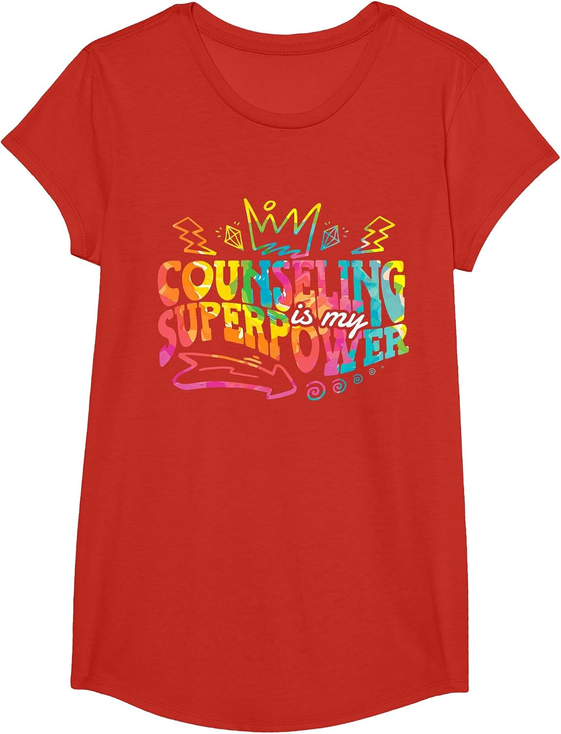Counseling is My Superpower Professional School Counselor T-Shirt - Girls Red
