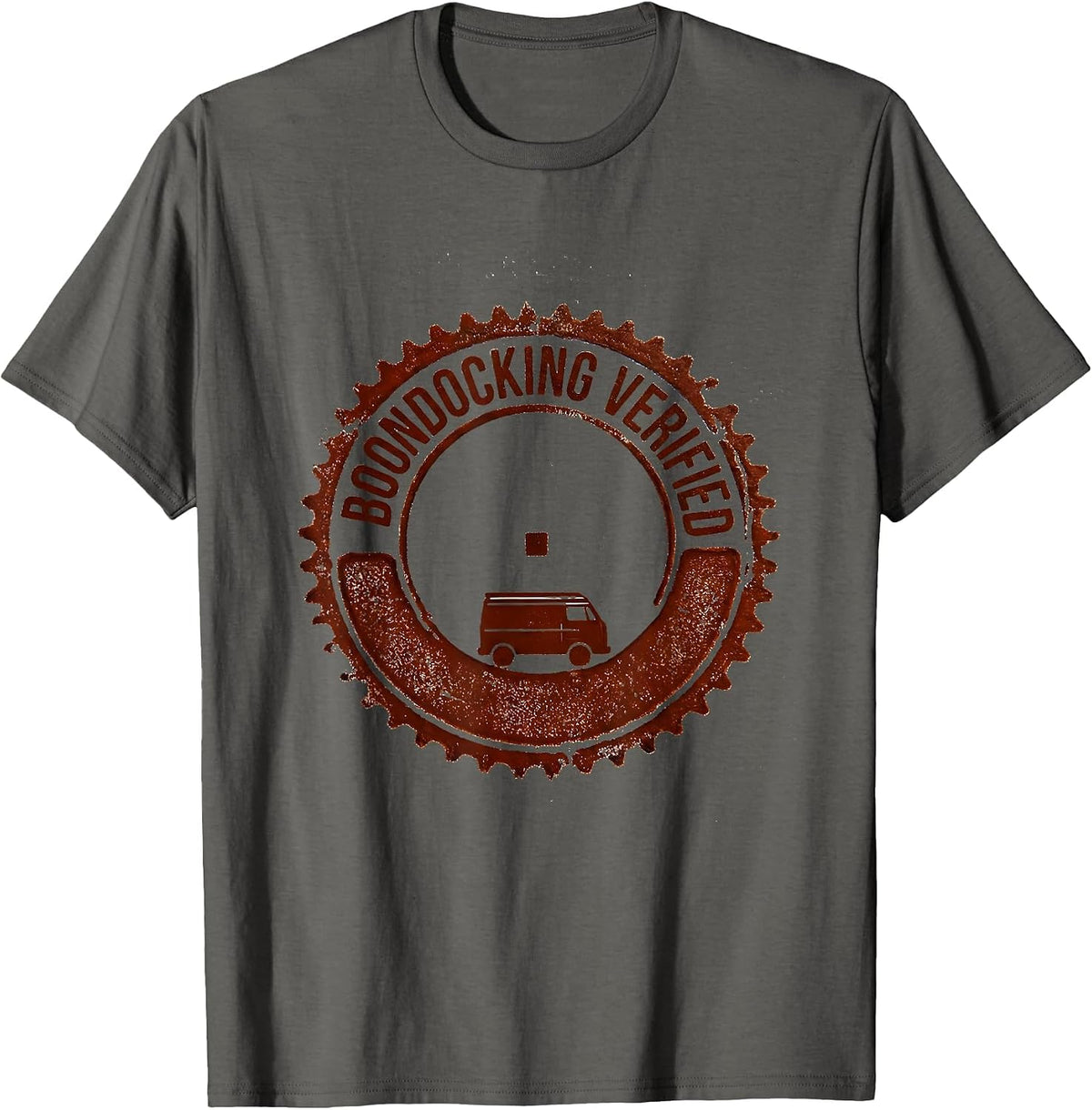 Boondocking Verified Vintage Van Life Nomads Retro Road Trip T-Shirt - Asphalt Grey