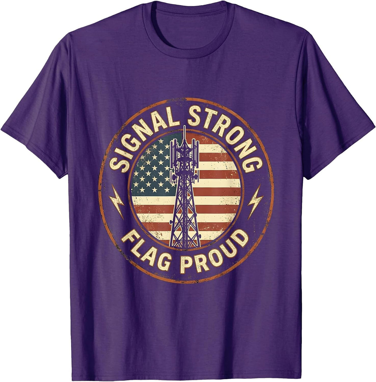 Signal Strong, Flag Proud Vintage Ham Radio Design T-Shirt - Purple