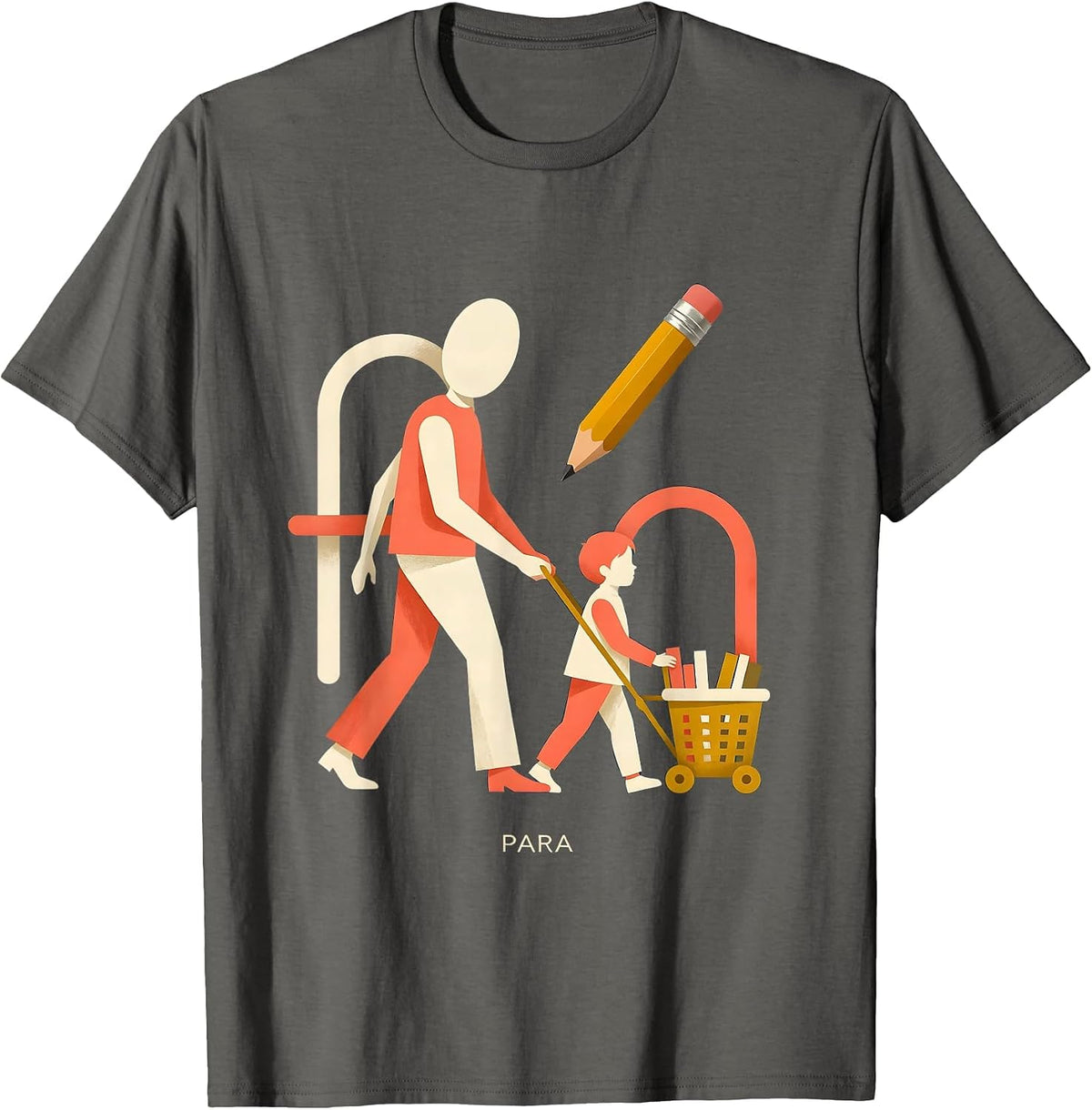 Men's Para Midcentury Modern Paraprofessional Teacher Aide T-Shirt - Asphalt Grey