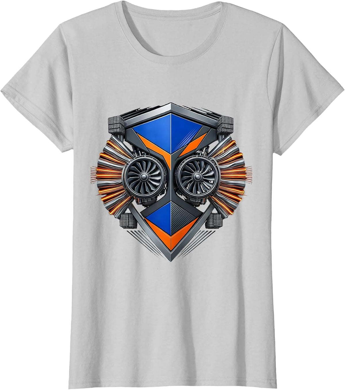 Twin Turbo Heat Shimmer Graphic Design T-Shirt - Silver Grey