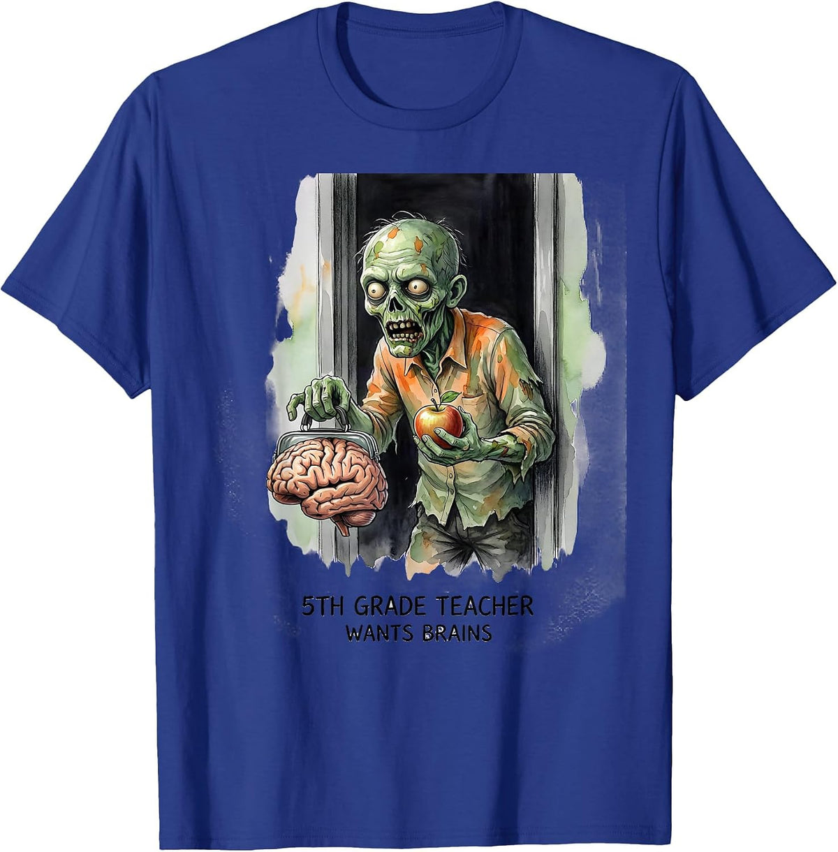 5th Grade Teacher Wants Brains Funny Zombie Halloween T-Shirt - Royal Blue