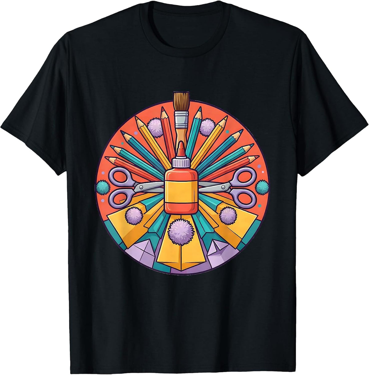 Men's Daycare Teacher Craft Supplies Graphic Tee T-Shirt - Black