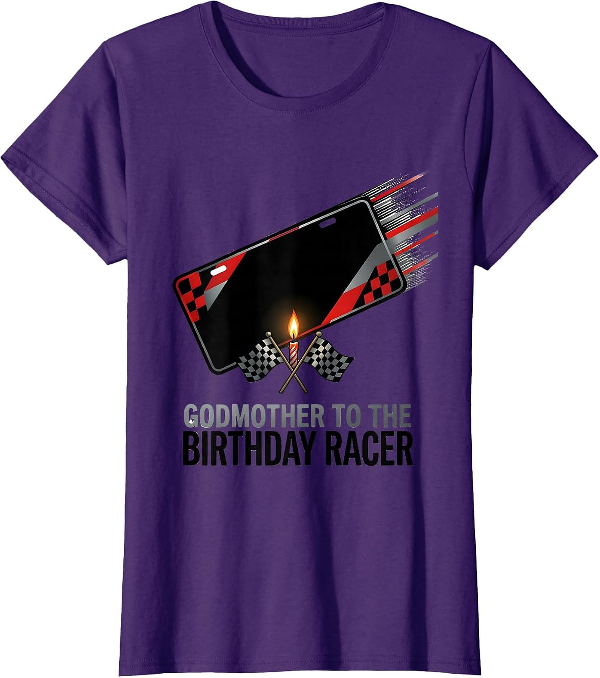 Women's Godmother To The Birthday Racer Racing Family Pit Crew T-Shirt - Purple
