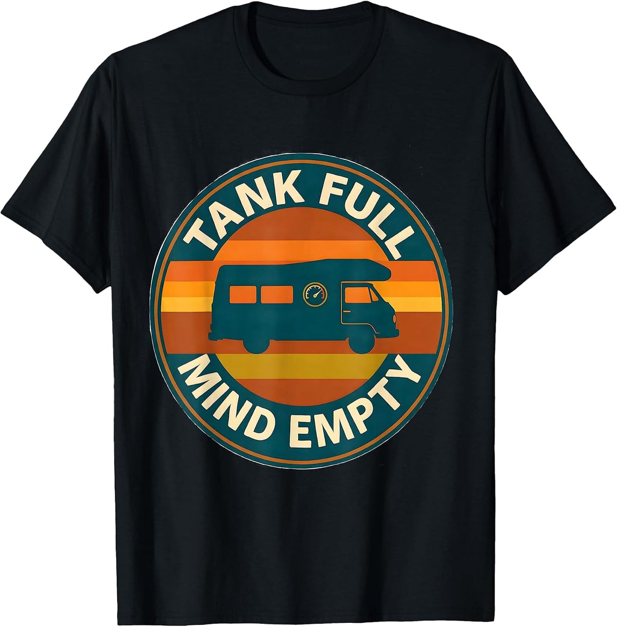 Men's Tank Full Mind Empty Retro Van Life Nomads Van Dwellers T-Shirt - Black