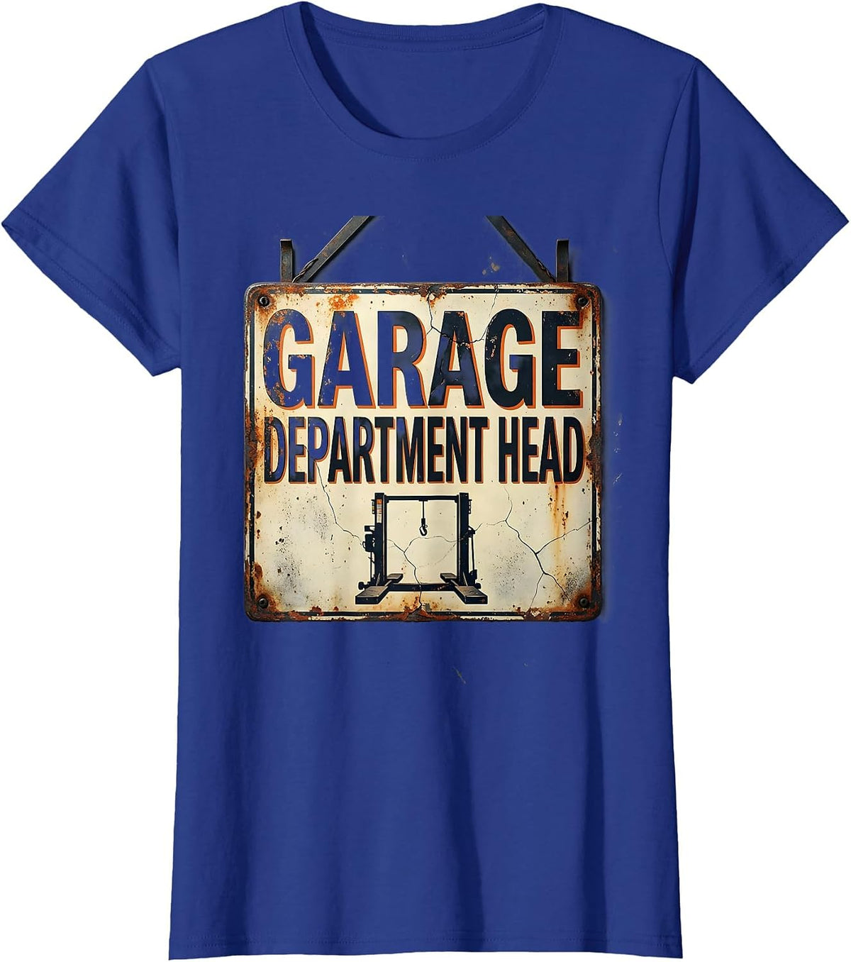 Women's Garage Department Head Distressed Mechanic Dad Joke Car Guy T-Shirt - Royal Blue