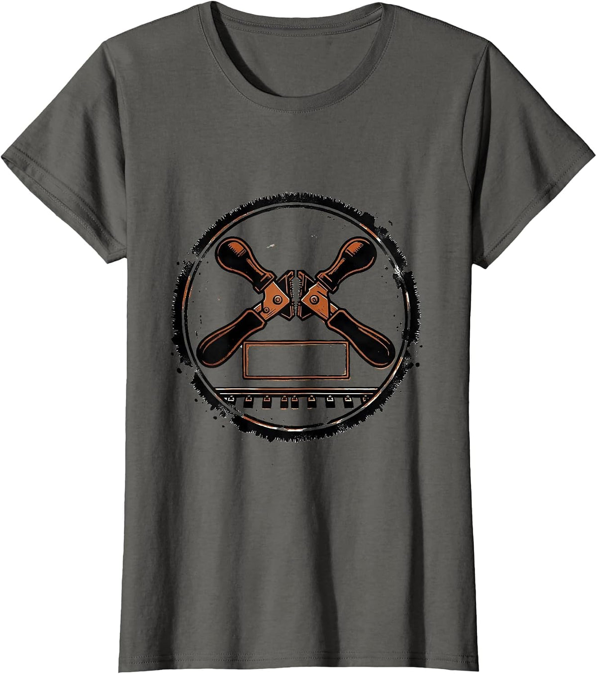 Women's Rubber Stamp Train Ticket Punch Train Enthusiast Humor T-Shirt - Asphalt Grey