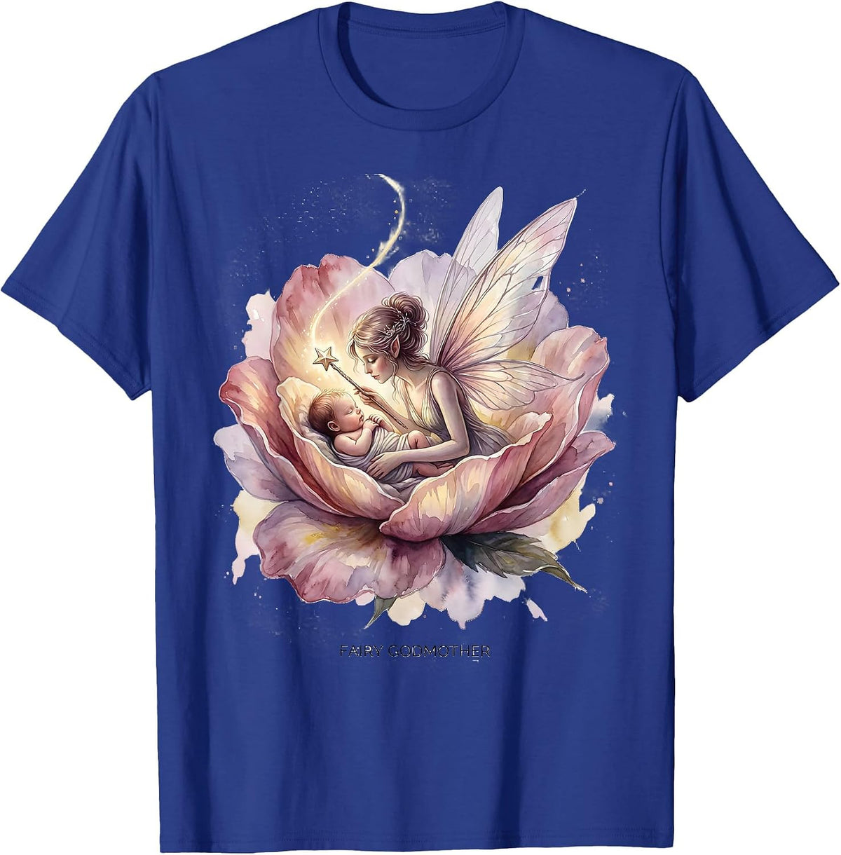 Fairy Godmother Watercolor Fairy Tale Family Matching T-Shirt - Royal Blue