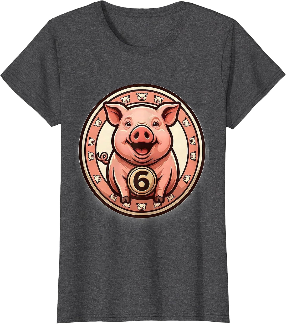 Women's 6 Funny Piglet Costume Pig Lover Halloween Party T-Shirt - Dark Heather Grey