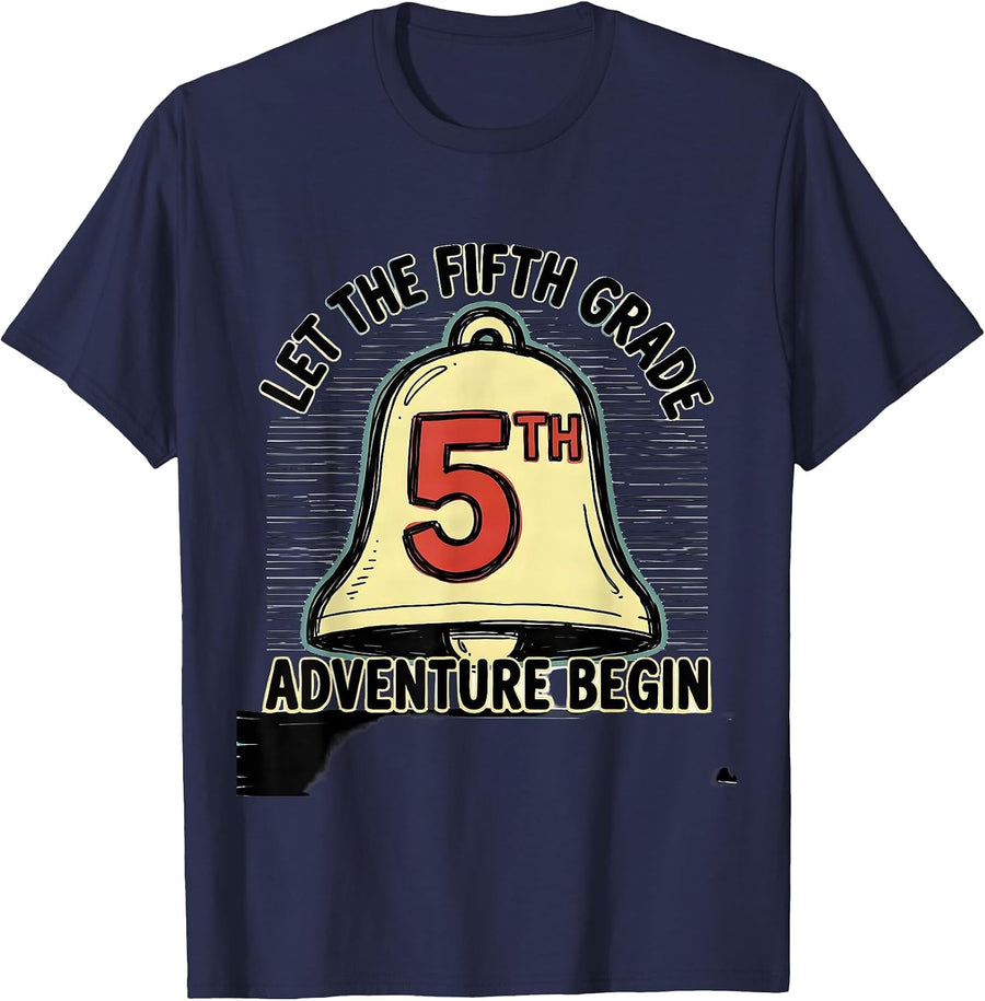 Let The Fifth Grade Adventure Begin Fifth Grade Teacher Team T-Shirt - Navy Blue