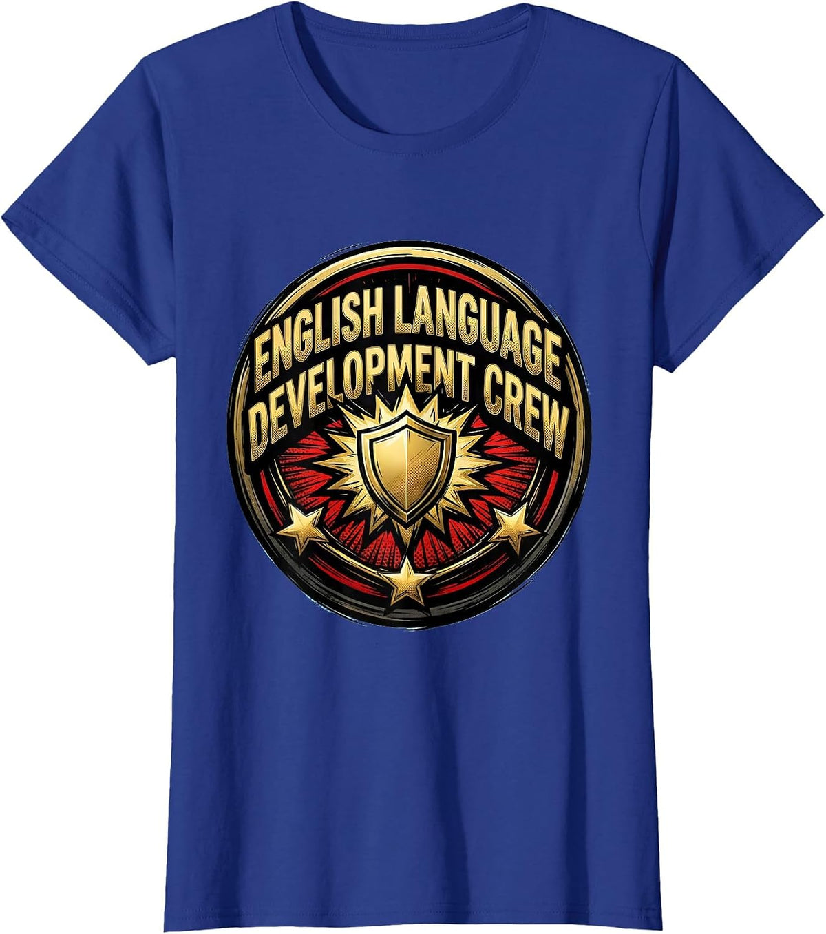 Women's English Language Development Crew Comic Book Dual Language T-Shirt - Royal Blue