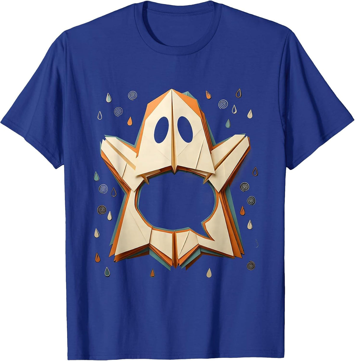 Broad Ghost Paper Cutout Halloween Mental Health Advocate T-Shirt - Royal Blue