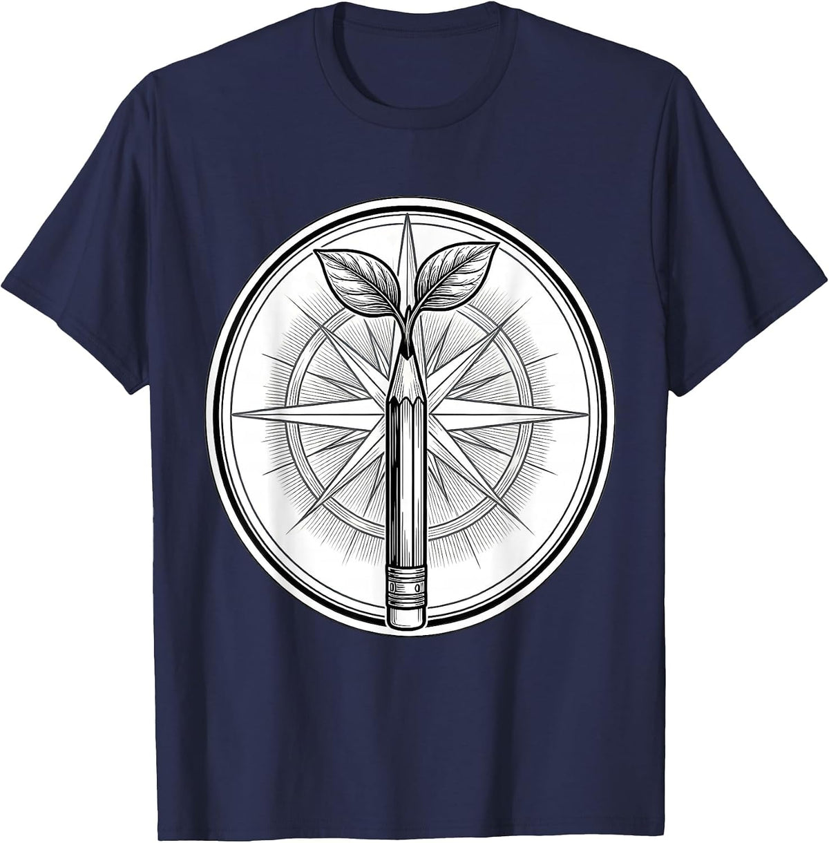 Paraprofessional Pencil Plant Growth Graphic T-Shirt - Navy Blue
