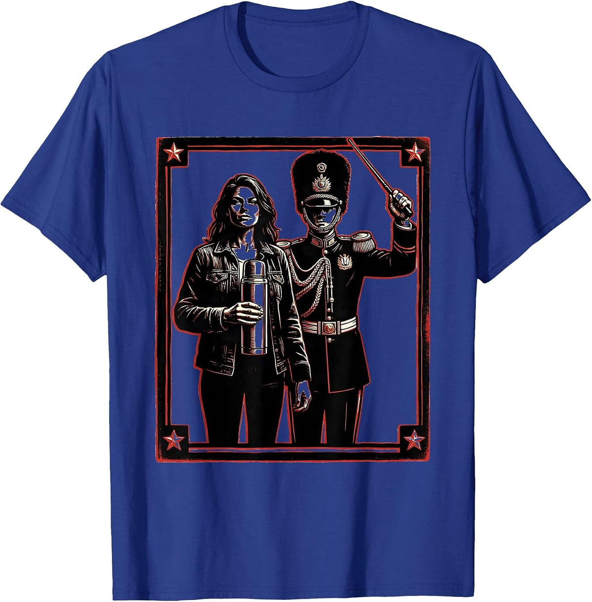 Men's Band Mom Coffee Thermos Drum Major Illustration T-Shirt - Royal Blue