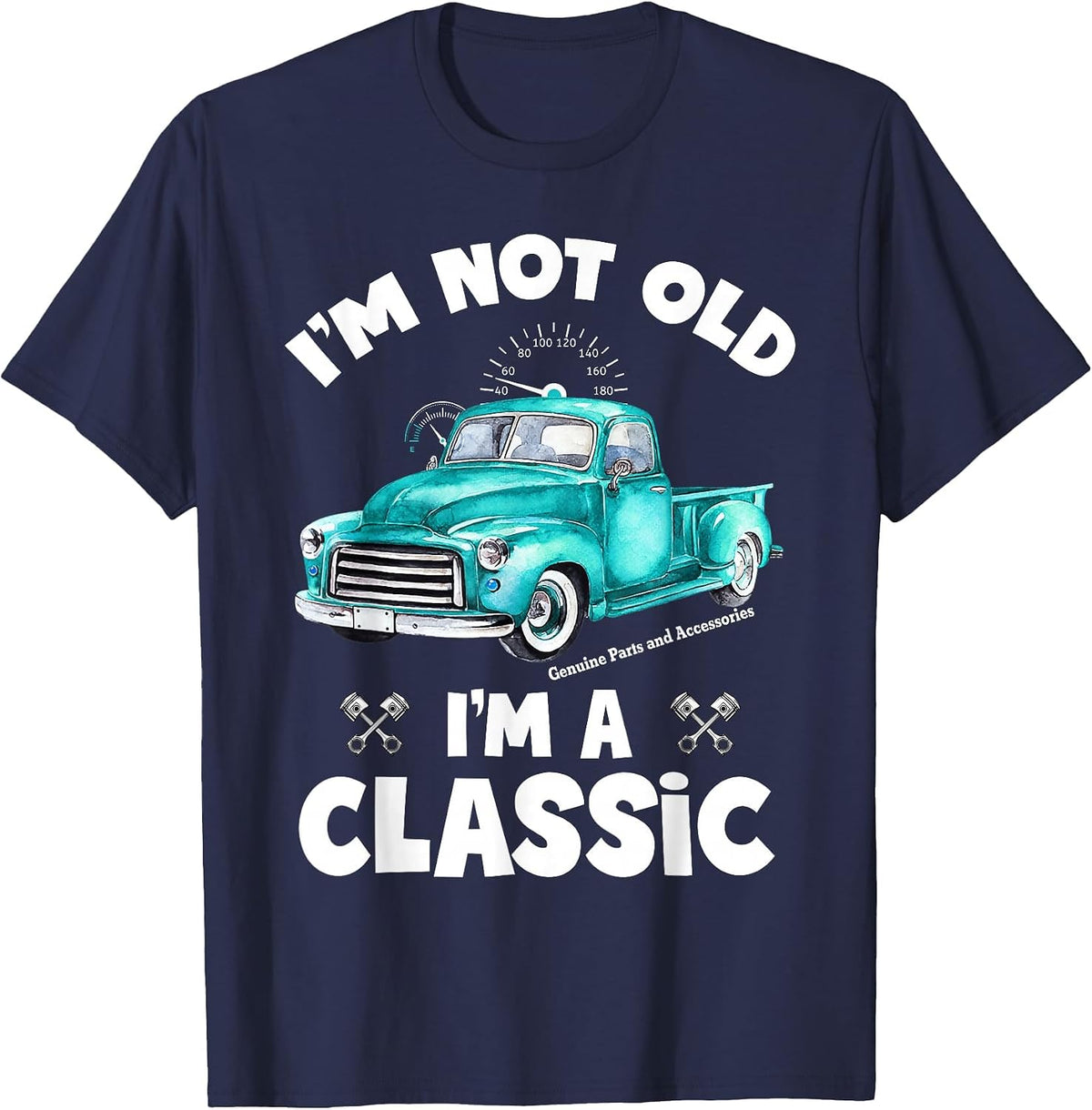 Retro Vintage I'm Not Old I'm Classic Funny Car Graphic T-Shirt - Navy Blue
