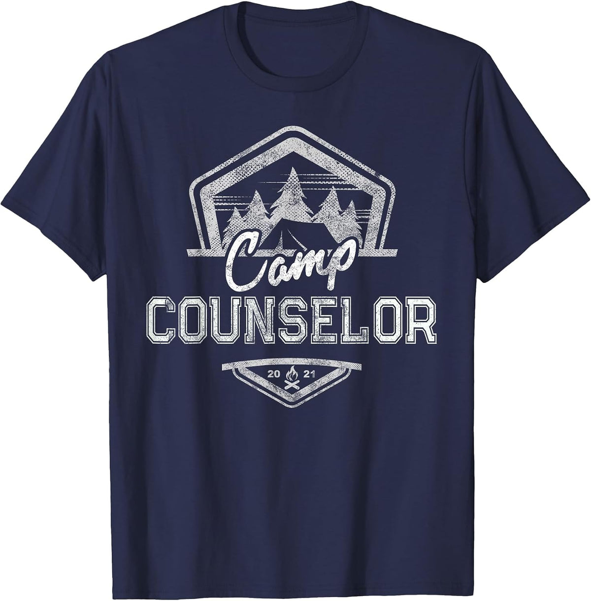 Vintage Camp Counselor Campground Crew Teacher Director Team T-Shirt - Navy Blue