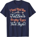 F-Bomb Pitbull Mom with Tattoos Pretty Eyes and Thick Thighs T-Shirt - Navy Blue