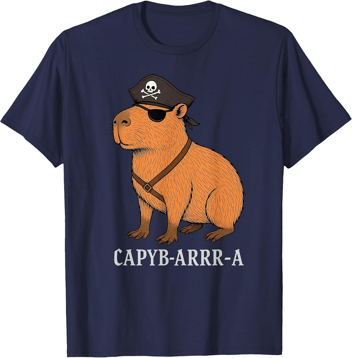 Capybara Capyb Arrr A Pirate Animal Lover Boys Girls Kid T-Shirt - Navy Blue
