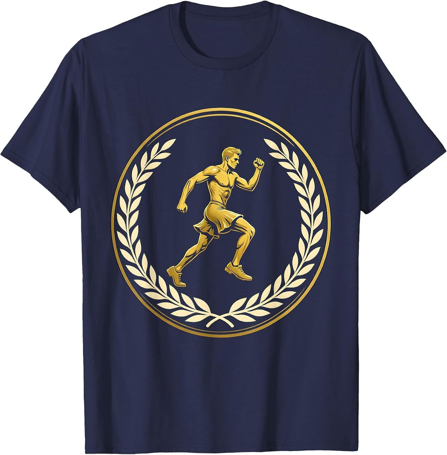 Funny Speed Walker Tiny Shorts Illustration T-Shirt - Navy Blue