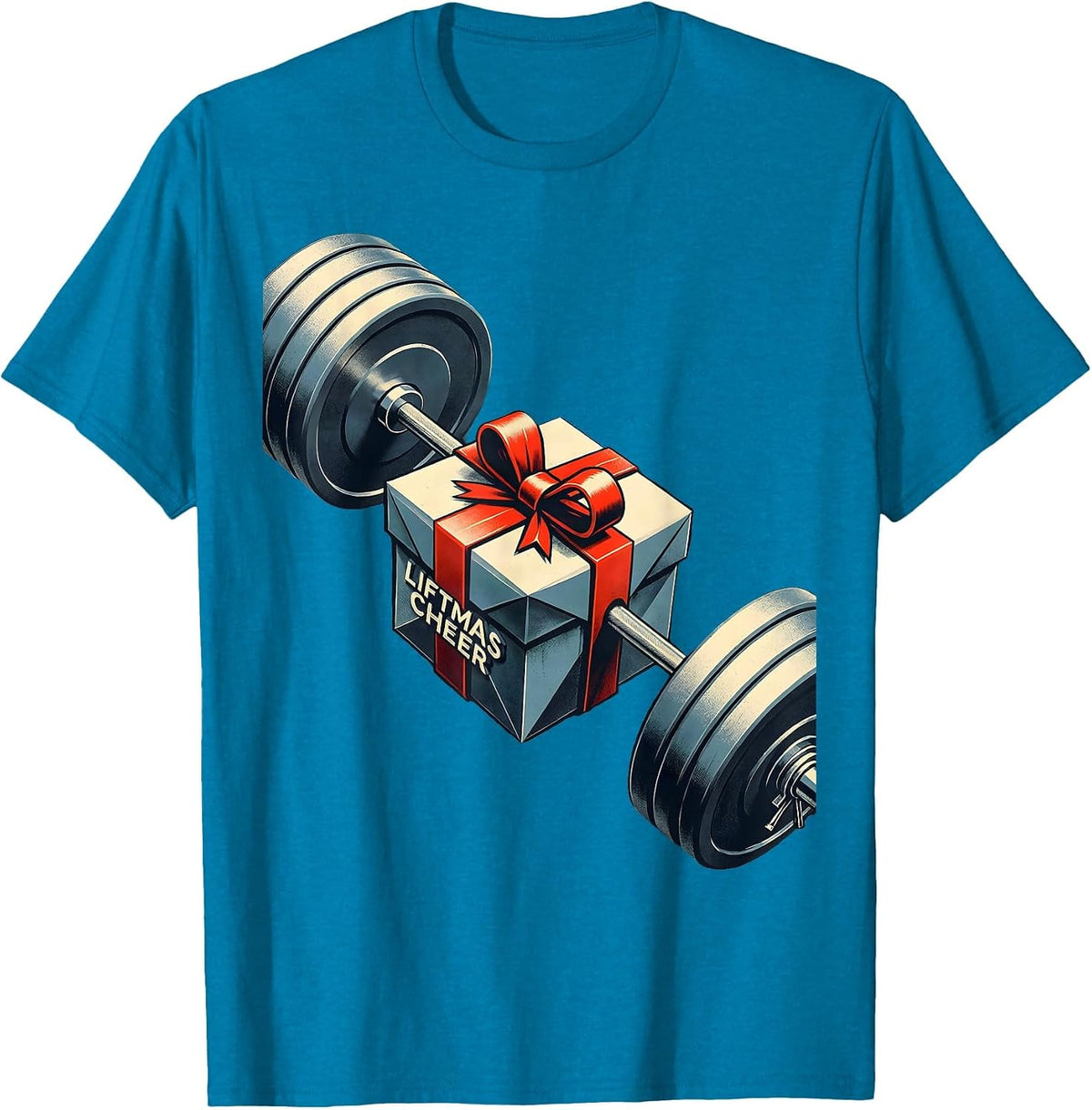 Liftmas Cheer Funny Christmas Gym Weightlifting Workout Gift T-Shirt - Sapphire Blue