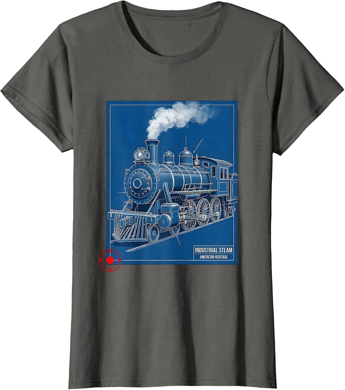 Women's Industrial Steam American Heritage Steam Locomotive Train T-Shirt - Asphalt Grey