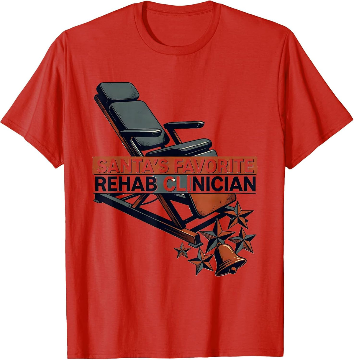 Men's Santa's Favorite Rehab Clinician Midcentury Modern Physical T-Shirt - Red