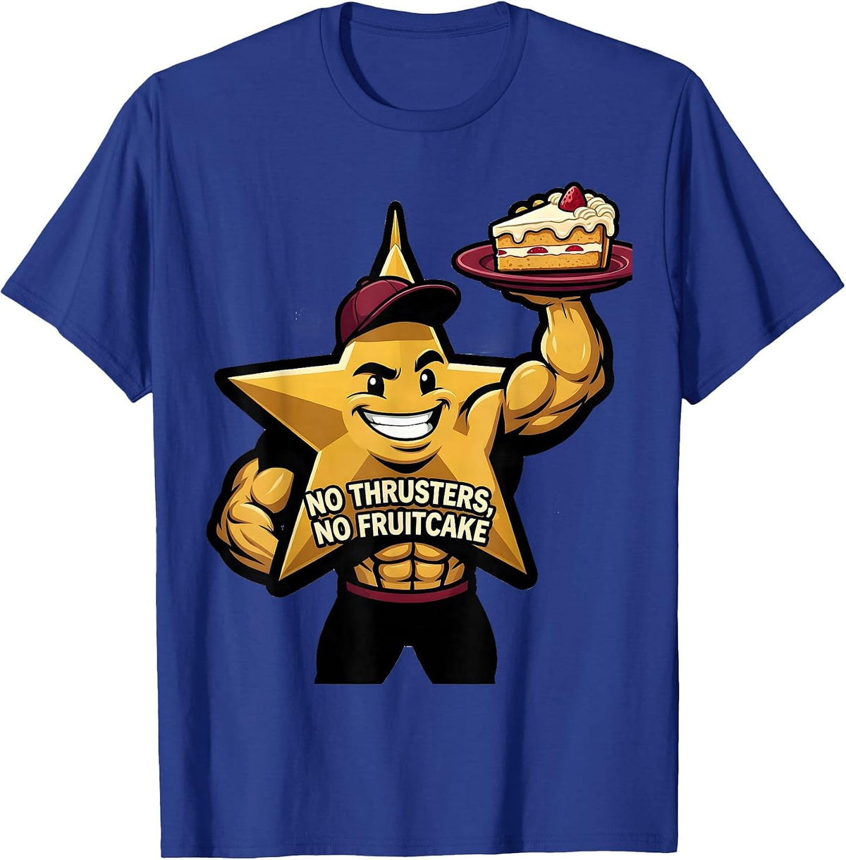 No Thrusters, No Fruitcake Funny Gym Bodybuilder Christmas T-Shirt, Men, Royal Blue, X-Large - As Pictured