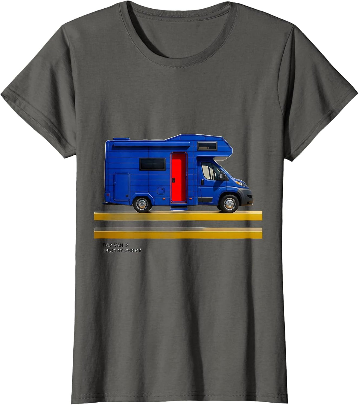 Women's This Van Is Home By Choice Geometric Van Life Nomad Retro T-Shirt - Asphalt Grey