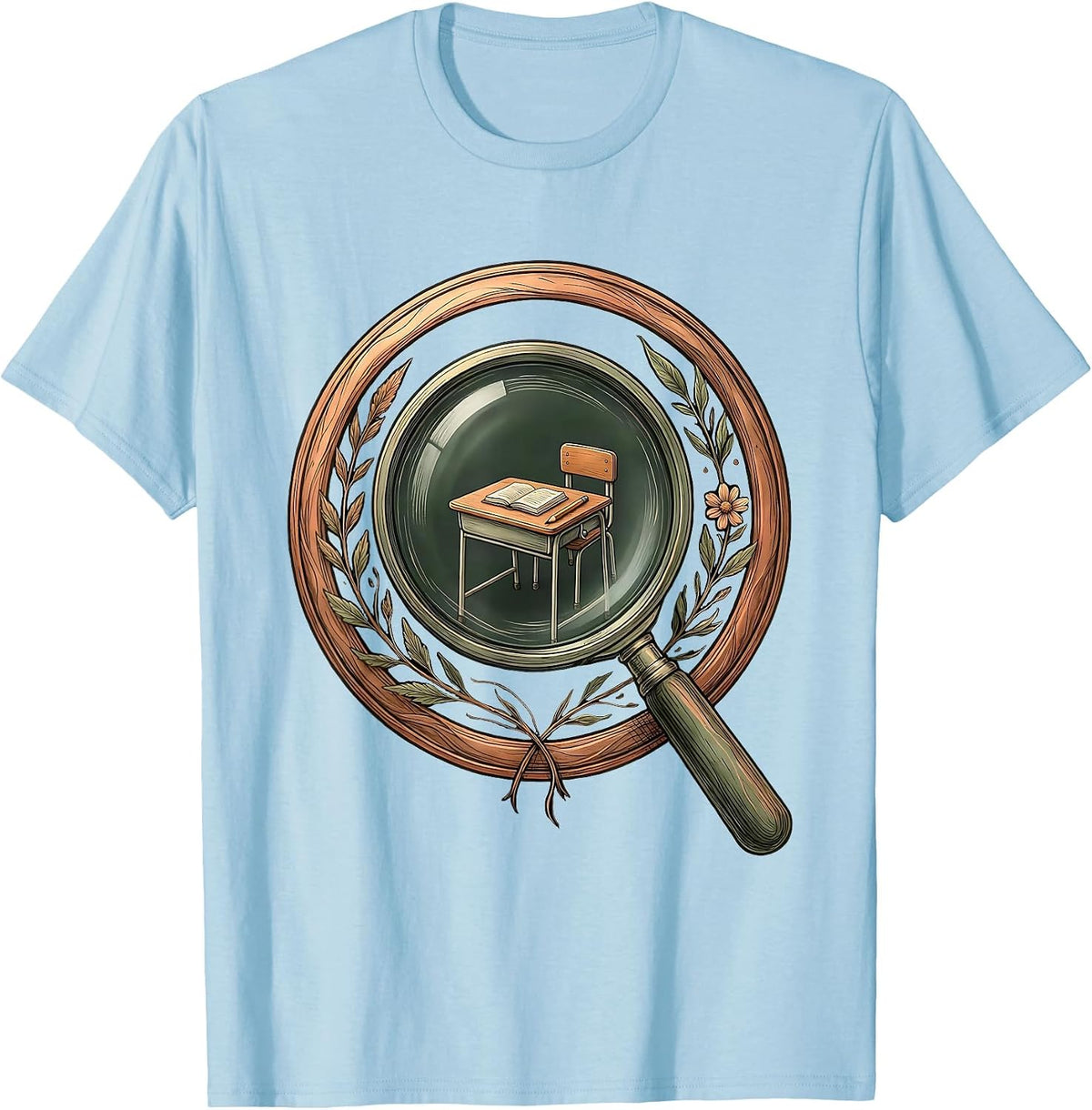 Men's 5th Grade Teacher Magnifying Glass Classroom Gift T-Shirt - Baby Blue