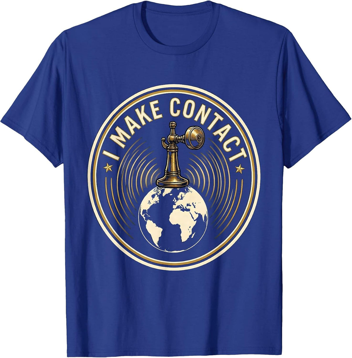 Men's I Make Contact Vintage Ham Radio Operator Hobbyist Pride T-Shirt - Royal Blue