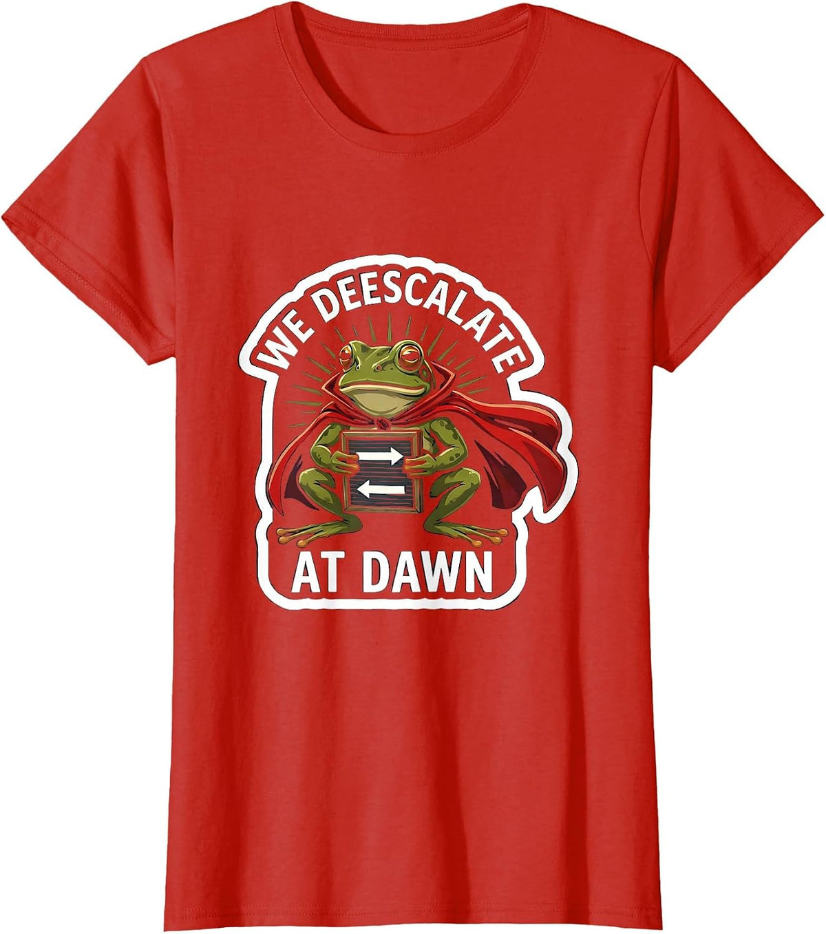 We Deescalate At Dawn Funny Teacher Frog Back To School T-Shirt - Red