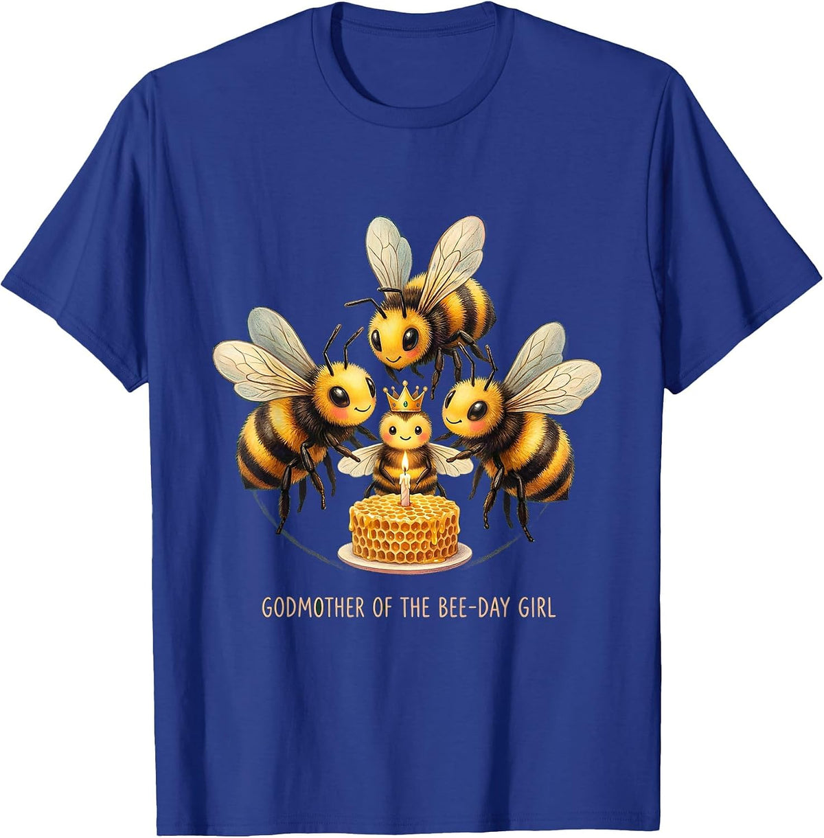 Men's Godmother of the Bee-Day Girl Storybook Birthday Matching T-Shirt - Royal Blue