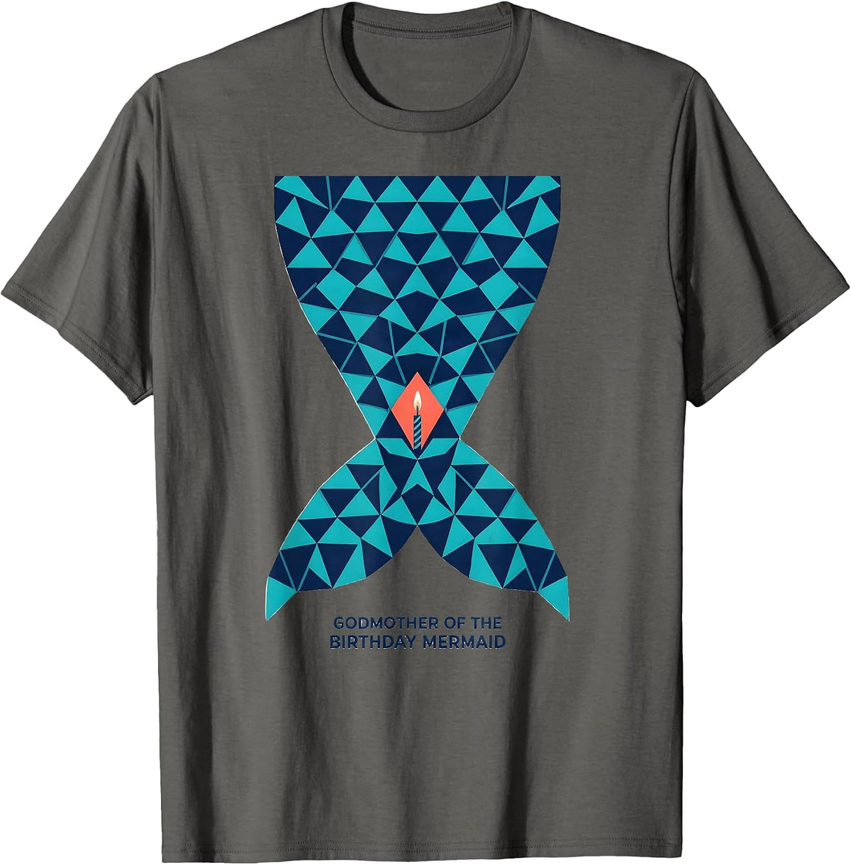 Men's Godmother Of The Birthday Mermaid Geometric Mermaid Squad T-Shirt - Asphalt Grey