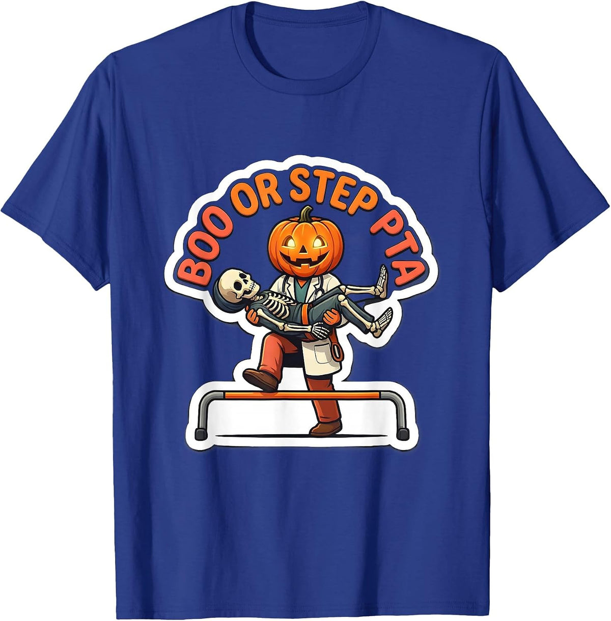 Men's Boo Or Step PTA Funny Physical Therapy Halloween T-Shirt - Royal Blue