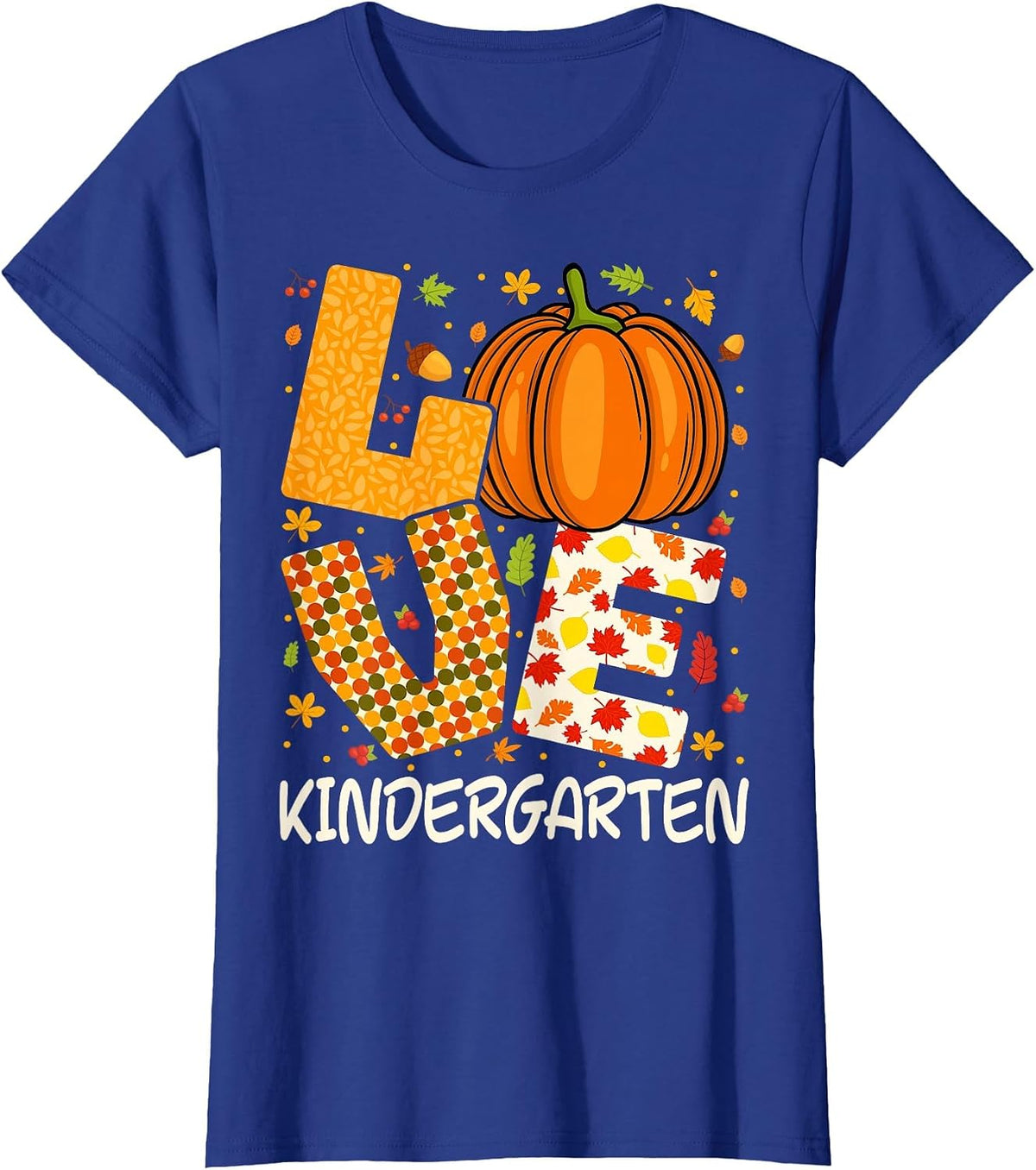 Love Nursery Teacher Pumpkin Fall Autumn Thanksgiving T-Shirt - Royal Blue
