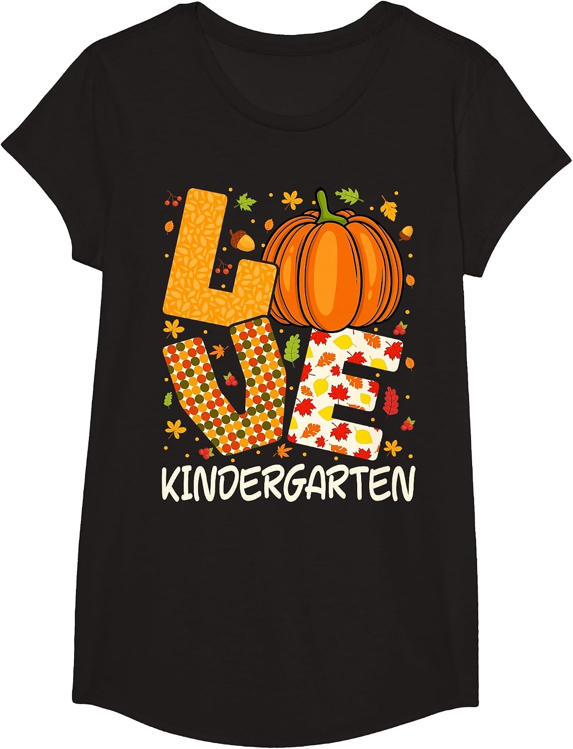 Love Nursery Teacher Pumpkin Fall Autumn Thanksgiving T-Shirt - Girls Black