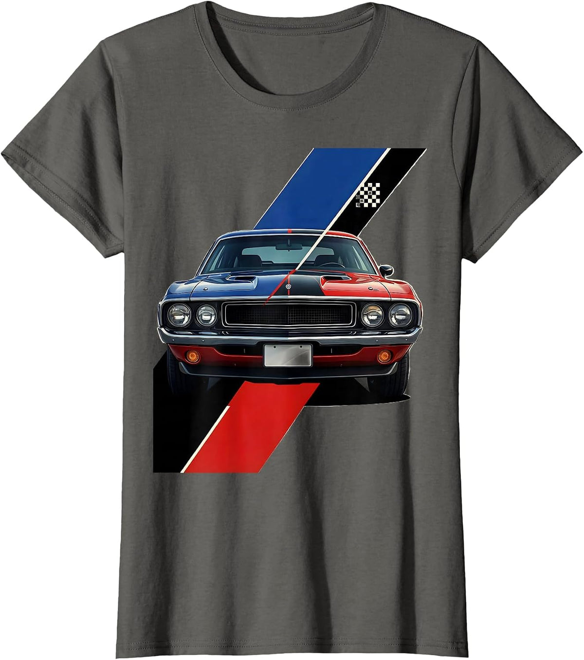 Women's Classic Muscle Car Racing Livery Graphic Car Guy Birthday T-Shirt - Asphalt Grey