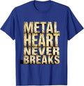 Metal Heart Never Breaks Rock Music Design T-Shirt - Royal Blue