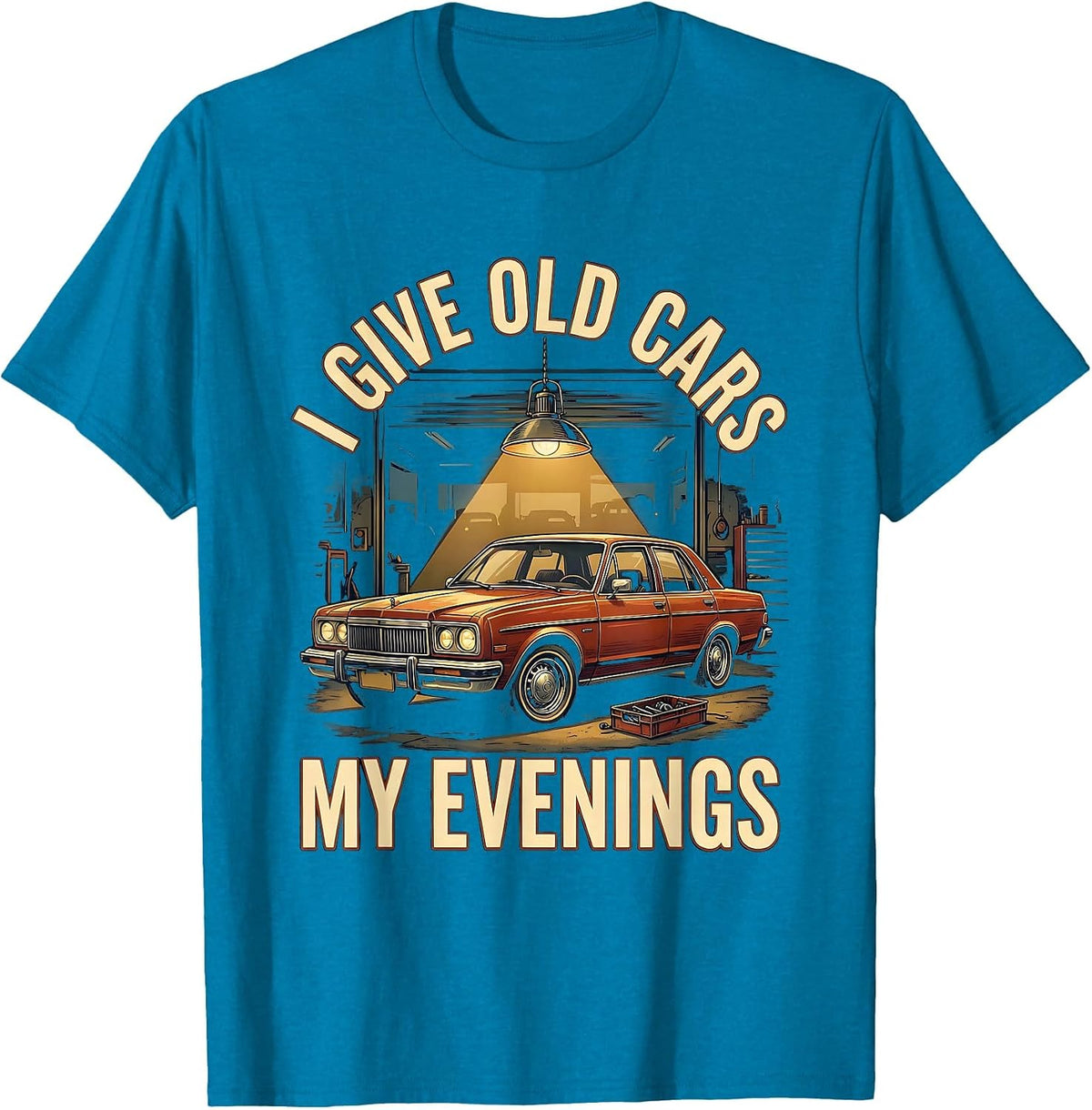 I Give Old Cars My Evenings Funny Classic Car Guy Humor T-Shirt - Sapphire Blue
