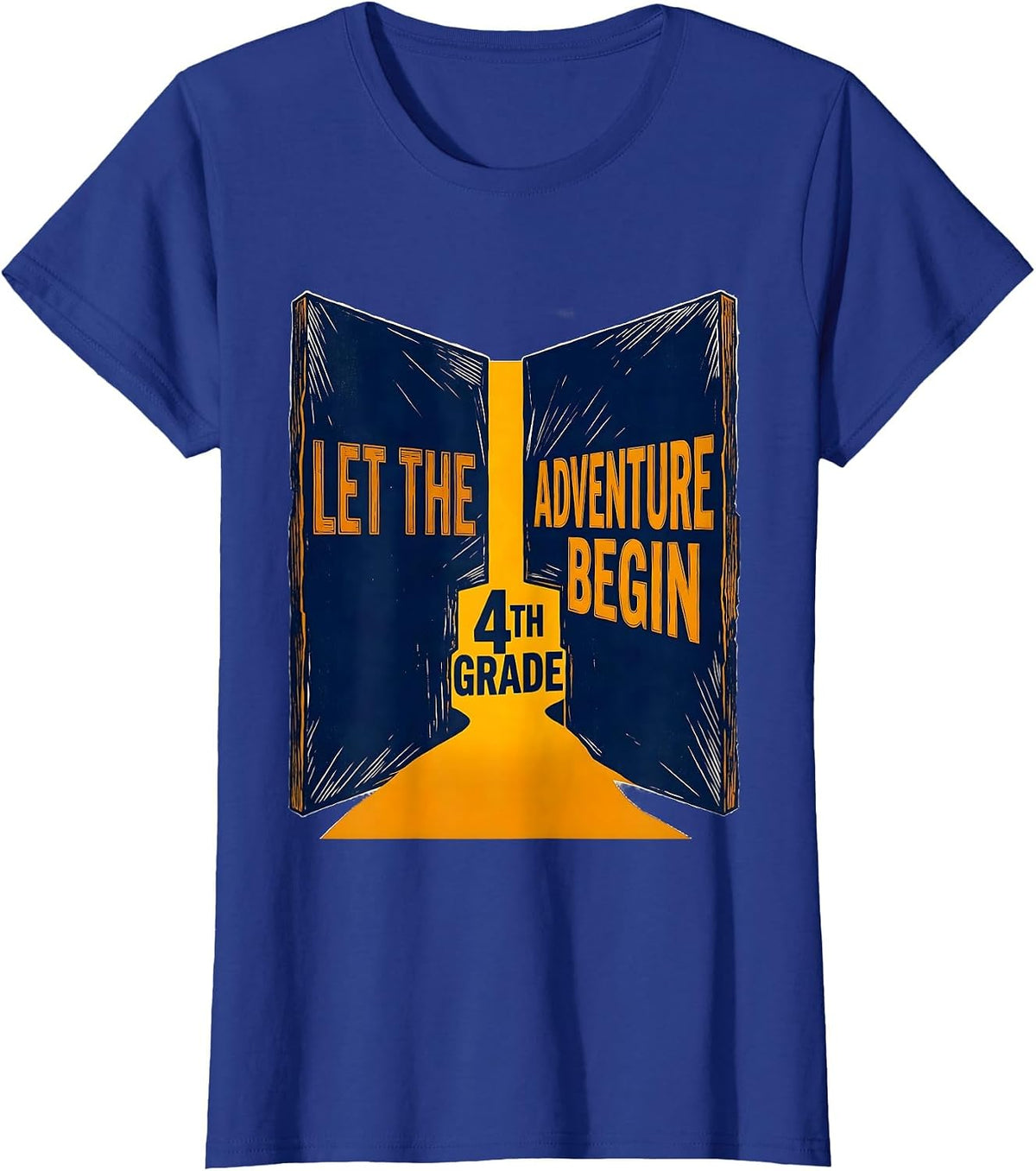 Women's Let The 4th Grade Adventure Begin Fourth Grade Teacher Team T-Shirt - Royal Blue